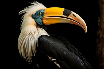 Obraz premium Grand Hornbill Perching Close-Up View