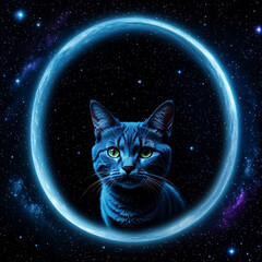 a  cat in the space, art background