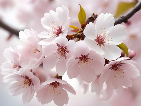 Cherry Blossom Whispers: Soft Hues and Subtle Curves Define Nature's Tranquil Poetry in Bloom, generative AI