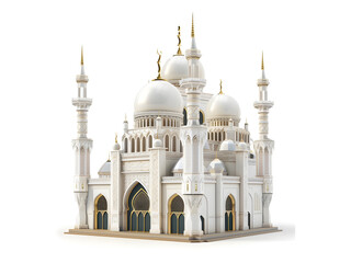 Fototapeta na wymiar Muslim mosque ( dome )in white background , ideal use as background