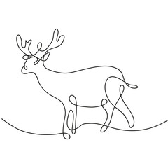 deer with a ribbon line art