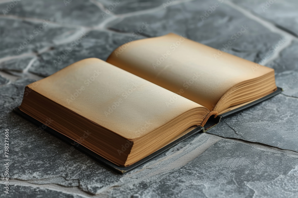Aufkleber an open book mockup with blank pages, providing a versatile template for presenting various editoria