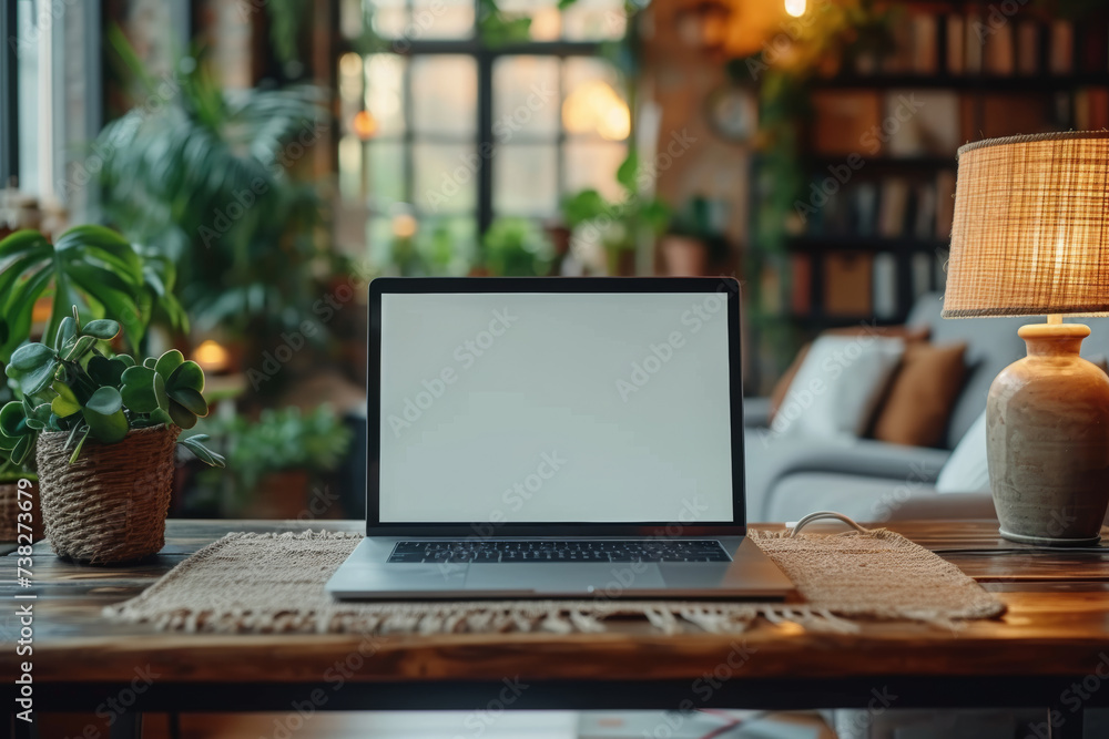 Poster a high-resolution laptop mockup with a blank screen, offering a clean canvas for presenting website 