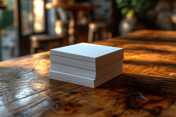 A modern business card mockup with a stack of cards, providing a professional platform for presenting business card designs, contact information, and brand identity.  Generative Ai. - obrazy, fototapety, plakaty
