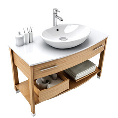 Contemporary Vanity Basin with Storage isolated on white or transparent background