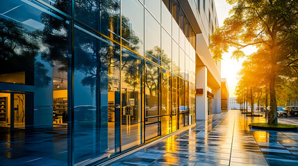 Beautiful glass facade of the premises for renting shop. - obrazy, fototapety, plakaty