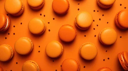 Fotobehang Orange Background with macarons. © Various Backgrounds