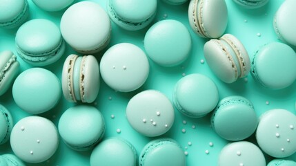 Sea Green Background with macarons.