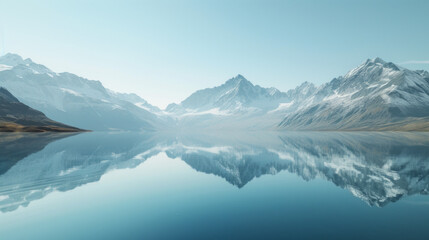 Fototapeta na wymiar Breathtaking mountain range reflected in a crystal-clear lake