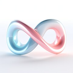 Infinity symbol in light blue and pink colors on a white background.