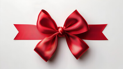 Shiny red satin ribbon on white background. Vector red Generative Ai