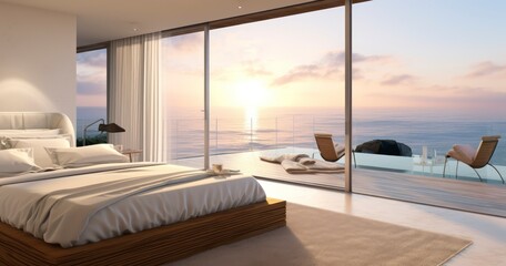 A Modern Bedroom with Breathtaking Ocean Views