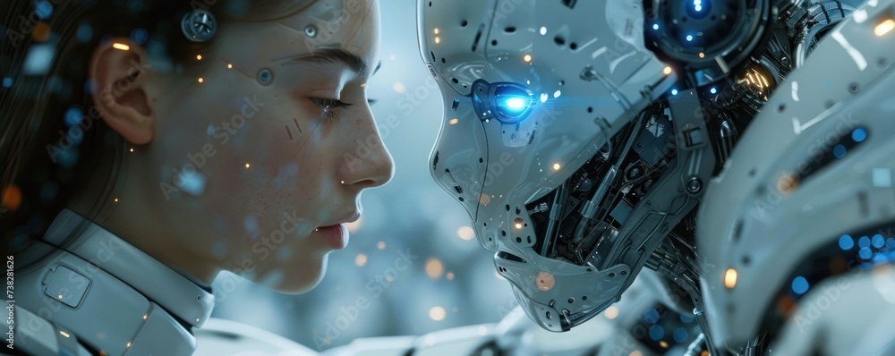Poster ai in manufacturing, precision robot arms - automated assembly line, efficiency