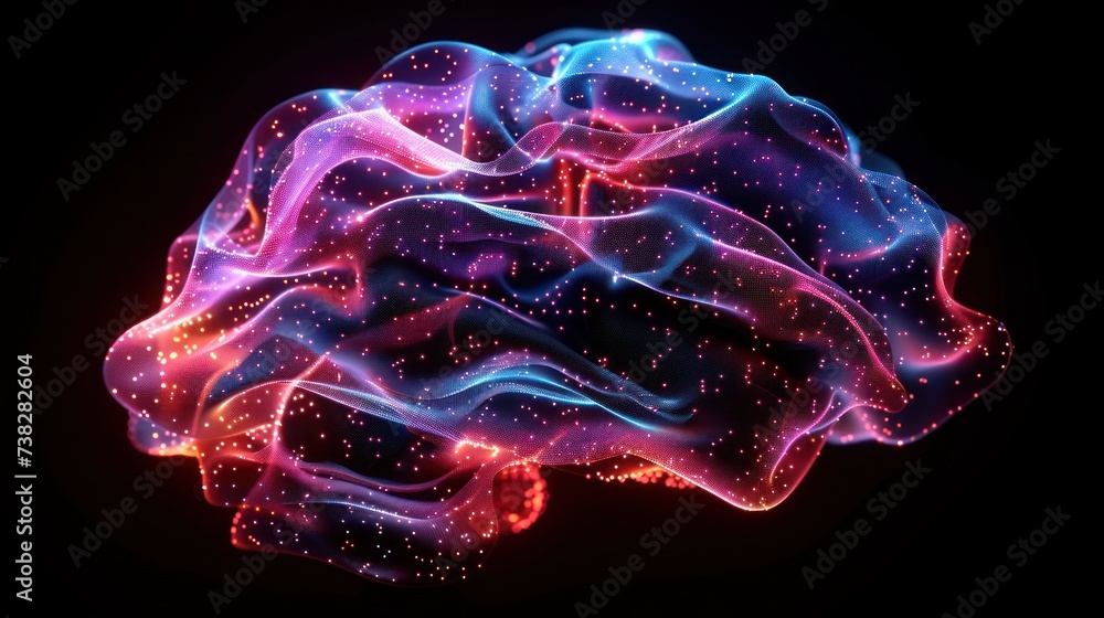 Poster ai neural network visualization, abstract digital brain