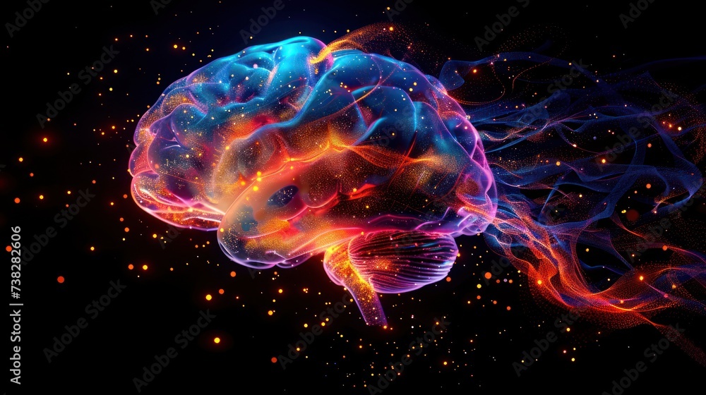 Poster ai neural network visualization, abstract digital brain