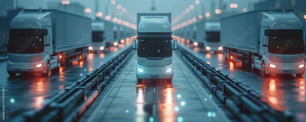 Poster ai optimizing logistics and supply chain, autonomous systems - efficiency and speed