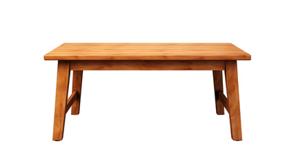 Wooden oak table with legs isolated on transparent background.