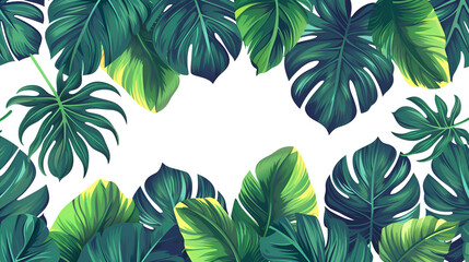 Tropical leafs concept banner. white background Generative Ai
