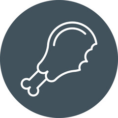 Chicken Leg Line Circle Icon