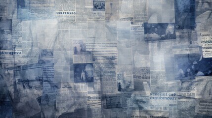 The background is old newspaper clippings in Indigo color.