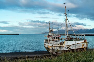 Old wreck beached in the coast of Iceland