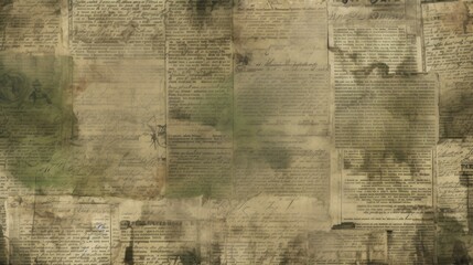 Fototapeta premium The background is old newspaper clippings in Olive color