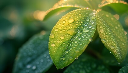 Fototapeta na wymiar mint herbs leaves in the garden with water drops