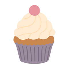 Vector illustration cute doodle cupcake for digital stamp,greeting card,sticker,icon, design