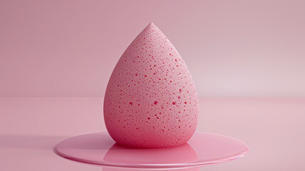 A realistic 3D mockup of a sponge with a pink body and a teardrop shape on transparent background.  - obrazy, fototapety, plakaty