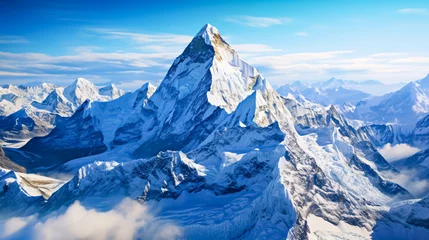 Photo sur Plexiglas Everest Beautiful view of mount Everest. Mountain landscape with snow and clear blue sky, Himalayas, Nepal. 