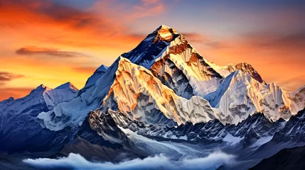 Papier Peint photo Himalaya Beautiful view of mount Everest. Mountain landscape with snow and clear blue sky, Himalayas, Nepal. 