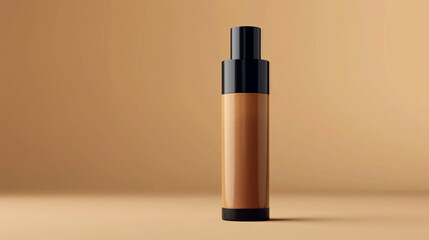 A spotless blank foundation bottle, standing tall and slender, inviting your design ideas against a transparent setting. 
