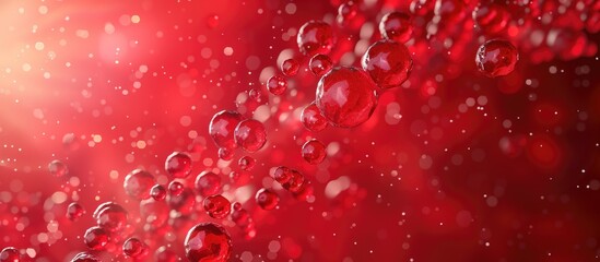 Nano tech digital chemical elements on abstract horizontal red backdrop.