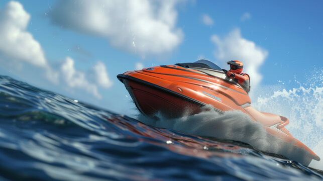 aerial view of a person on jetsky