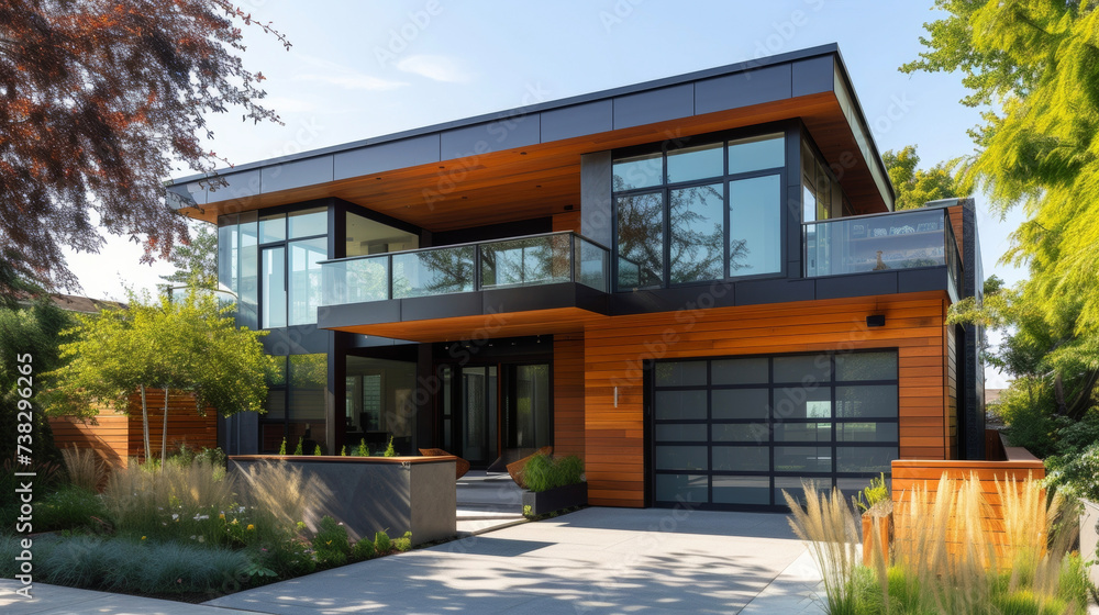 Poster the sleek and modern design of this house is complemented by its modular and prefabricated construct