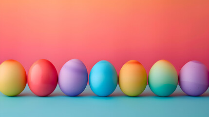 A breathtaking arrangement of Easter eggs in all the colors of the rainbow, set against a backdrop of pure simplicity - obrazy, fototapety, plakaty