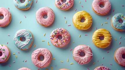Background of colorful donuts
