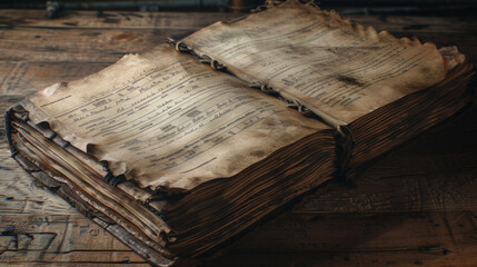 A weathered, leather-bound ledger with meticulous handwritten financial records from the past