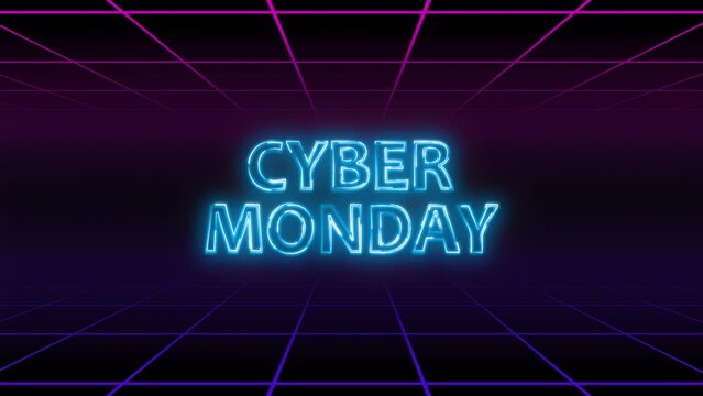 Cyber Monday neon retro background for video