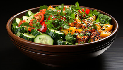 Freshness in a bowl healthy vegetarian salad with organic ingredients generated by AI