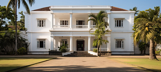 Fototapeta premium front view. old white villa
