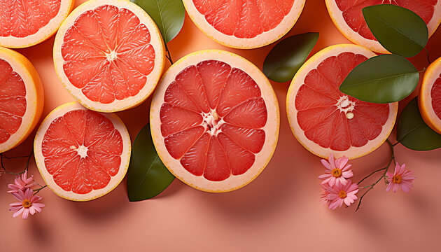 Freshness of citrus fruit, nature healthy eating, ripe and juicy generated by AI
