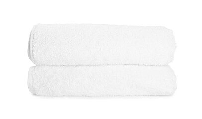 Two folded terry towels isolated on white