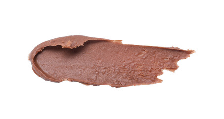 Smear of tasty nut butter isolated on white, top view