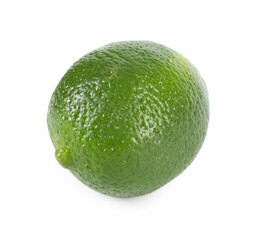One whole fresh lime isolated on white