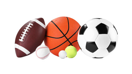 Many different sports balls isolated on white