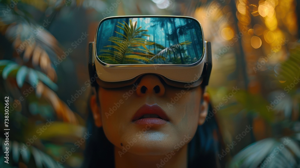 Aufkleber vr mobile app in use teleporting users to virtual world