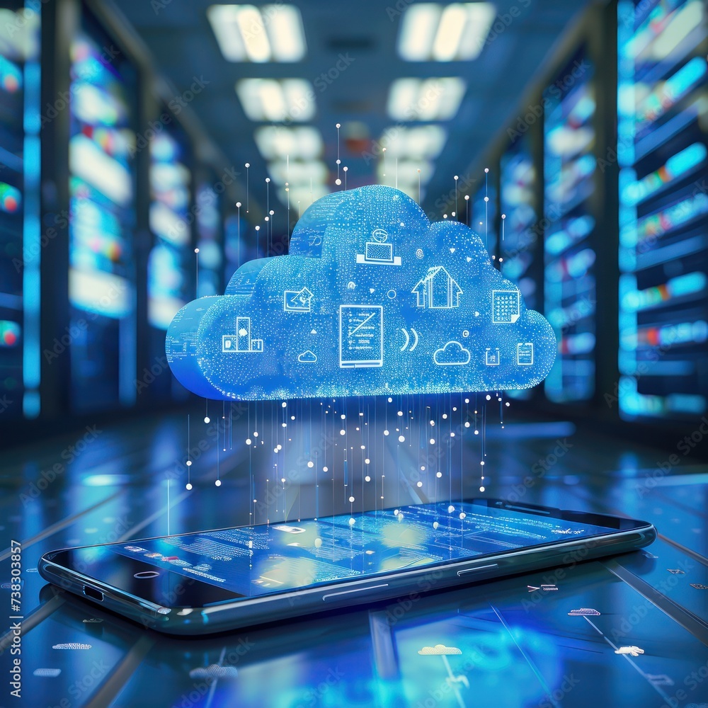 Poster cloud storage solutions on mobile, accessing files and media anywhere with security