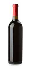 Bottle of expensive red wine isolated on white