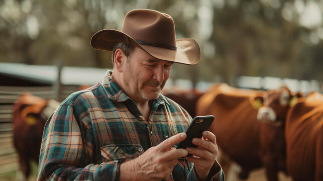 Image Of A Farmer Using Technology On His Farm